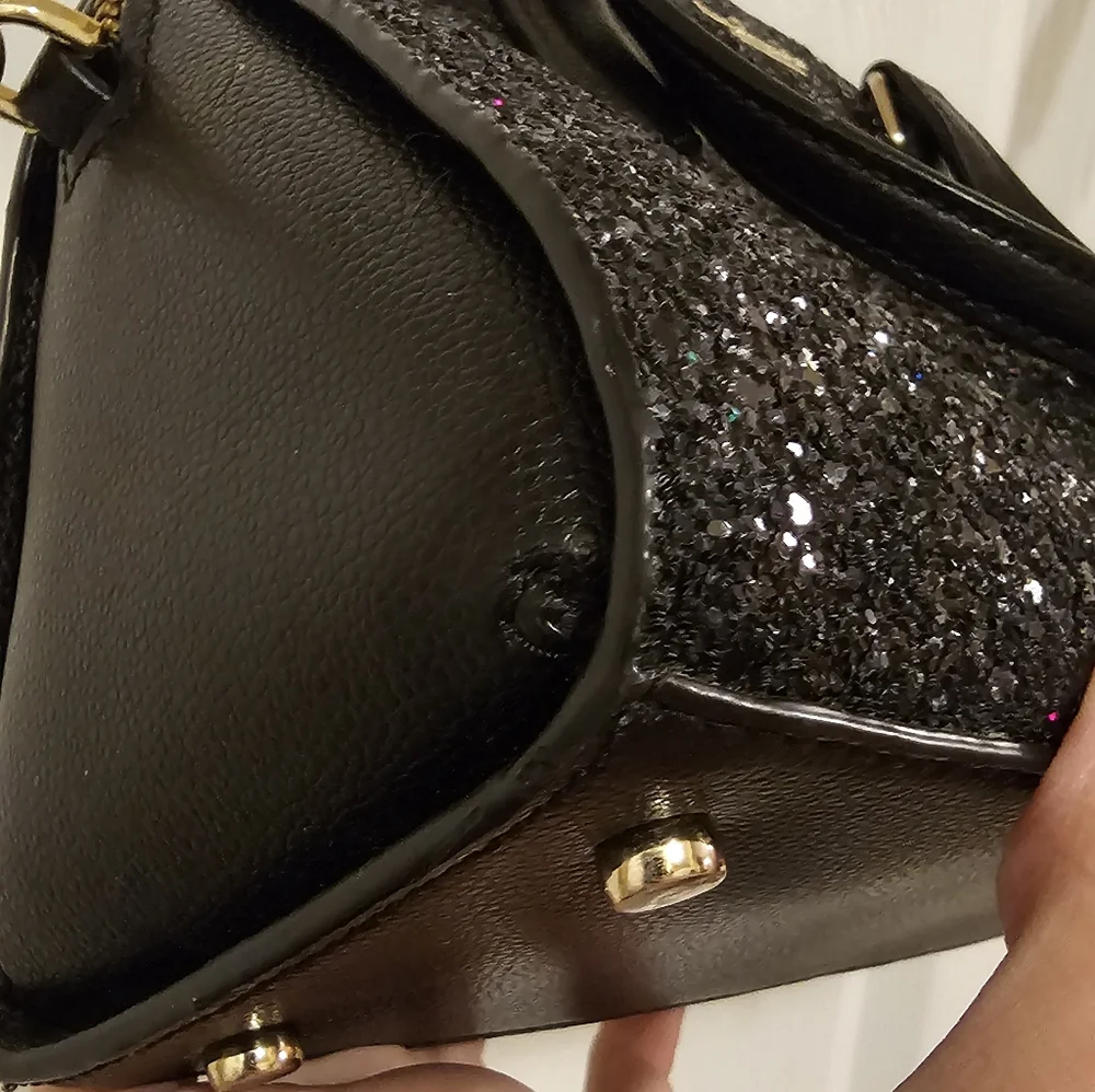 Kate Spade EUC Laurel Way Glitter Mini Riley Crossbody - Black
